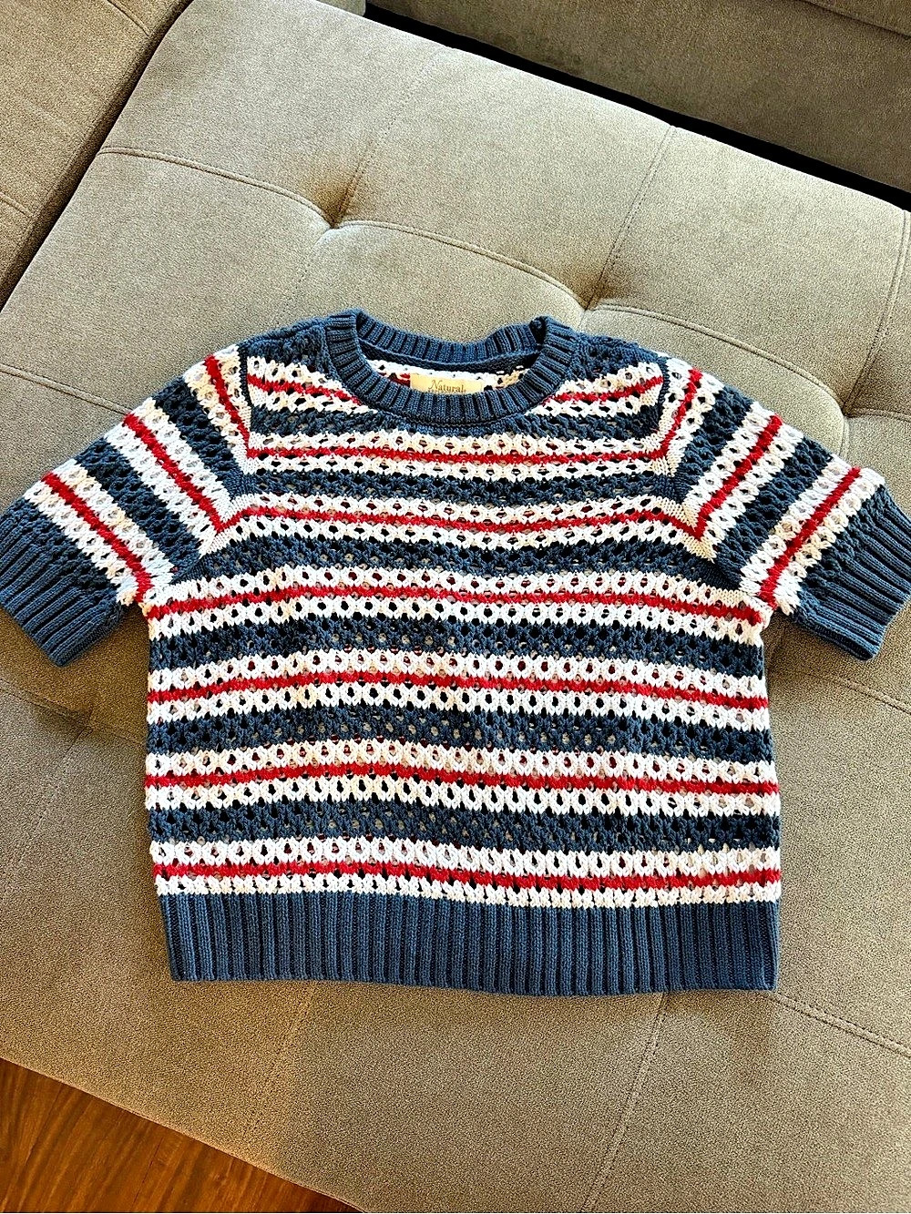 Natural Reflections Striped Knit Sweater in Red, White, and Blue Size Medium